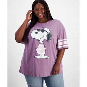 NWT PEANUTS Snoopy 3X Plus Size Purple Trendy Short-Sleeve loose fit T-Shirt